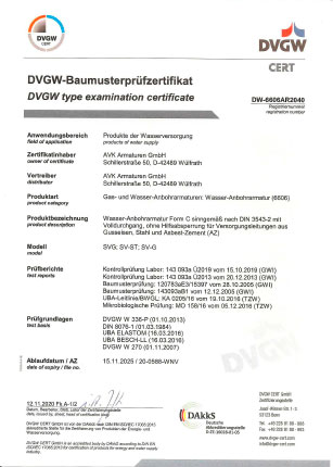 Hier sehen Sie unser DIN-DVGW-Baumusterprüfzertifikat Wasser-Anbohrarmatur